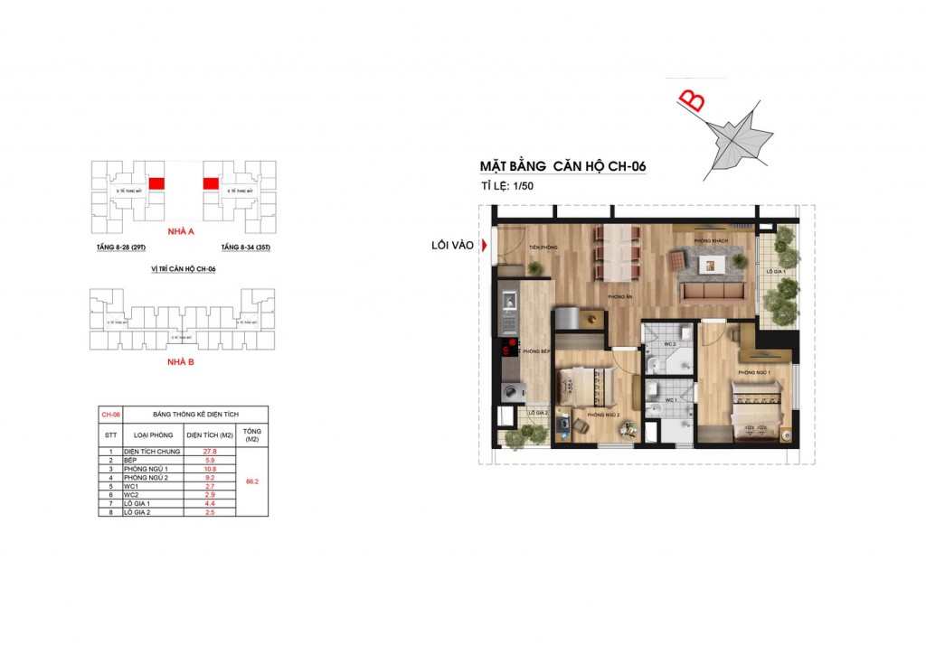 Thiết kế căn hộ 2 phòng ngủ chung cư "Vườn trong phố" 3